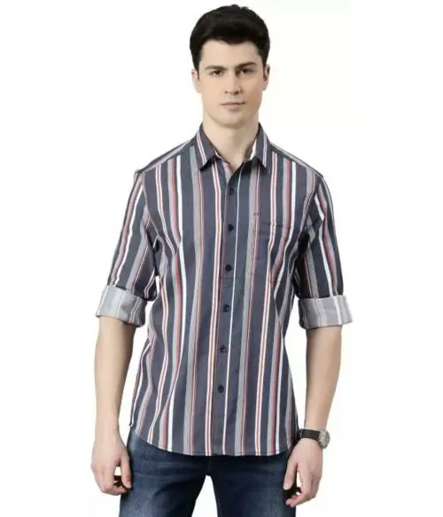 ENRYCA - GENEVA Men Striped Casual Green Shirt