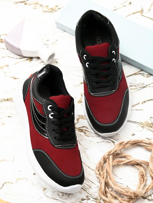Scettro Maroon Lifestyle Trendy Comfortable Lightweight Outdoor Daily wear Sneakers For Women and Girls