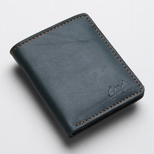 SAQAFY Genuine Leather RFID Blocked Green Bi Fold Wallet for Men