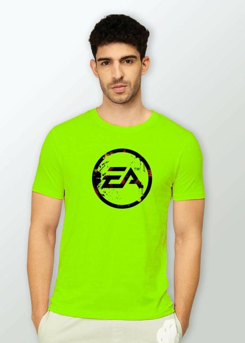 Estaban Men Light Green EA Games 68 Printed Cotton Blend T-Shirt (S)