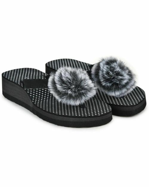 Drip Cross Black Women Flip Flops - UK 7