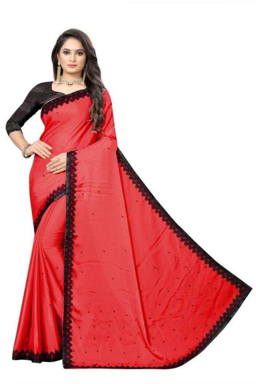 Buy Megh Sarees Woman Red Applique Bollywood Saree Online at Best Prices in India