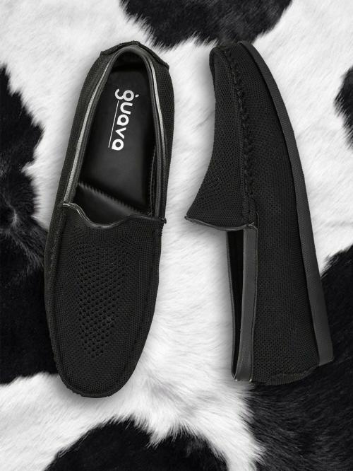 Guava Men's Black Knitted Loafers Shoes