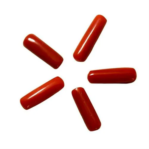 55Carat Natural Red Coral at Wholesale Rate 8.25 Ratti 7.5 Carat Capsule Shape Moonga 1 Pcs