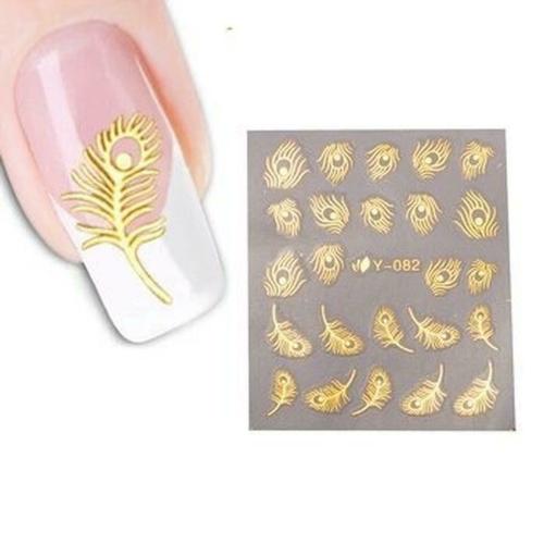 Buy SENECIO Golden Feather French Nail Art Peel & Stick Manicure Flower