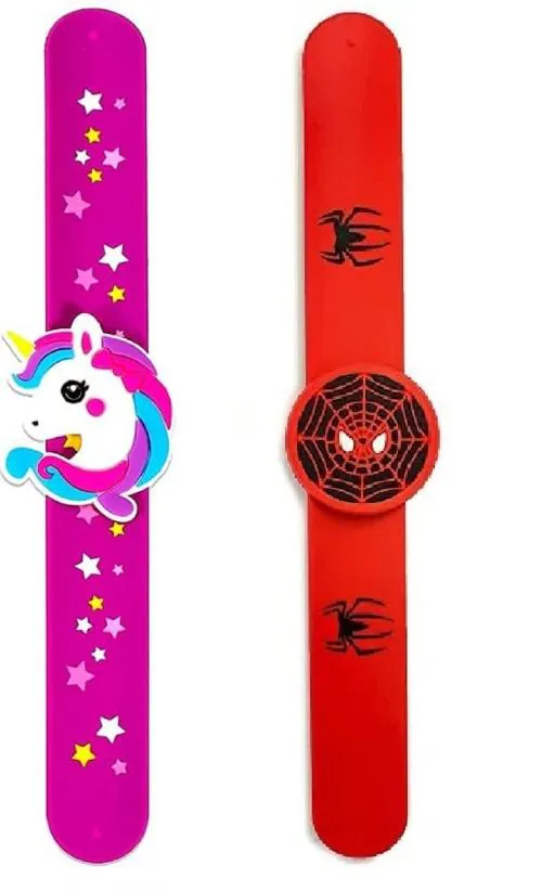 Jellify Set of 2 Slap band Unicorn with Spider man Silicone Wristbands Favors bracelet for girls/Boys