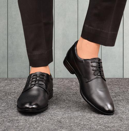 US RED BOX Men's Black 100 % Genuine Leather|Premium Quality Lace up Formal Shoes