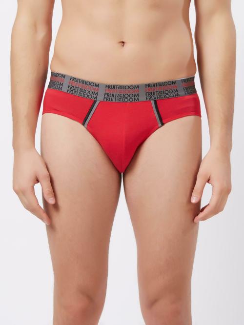 FRUIT OF THE LOOM Men's Red Solid Cotton Blend Briefs