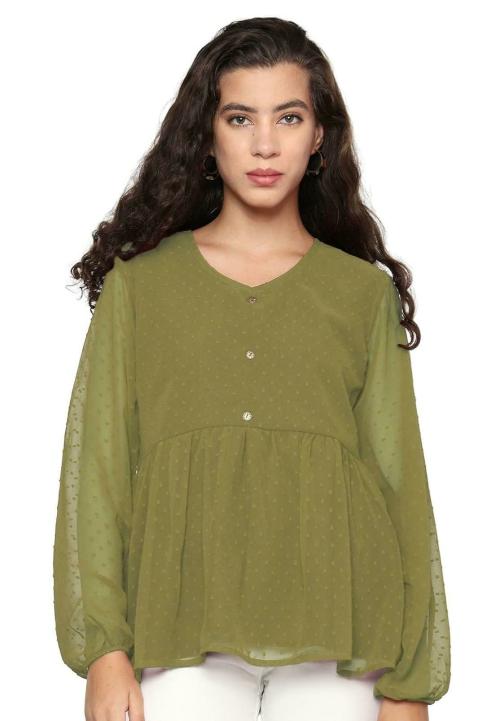Buy Retrovis Women Light Green Tops M Online at Best Prices in India