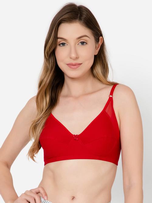 Clovia Red Solid Cotton Full Coverage Bra