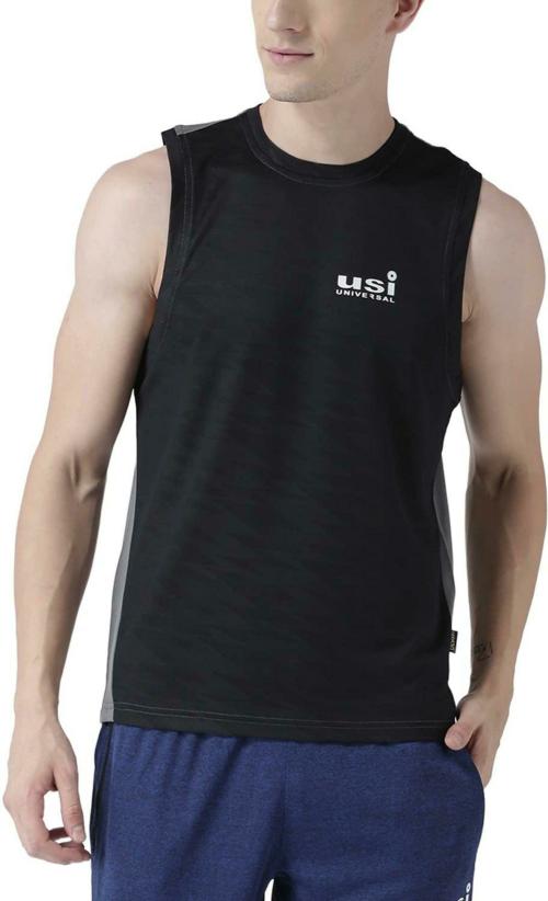 USI UNIVERSAL Men Grey Printed Polyester Round Neck T-shirt