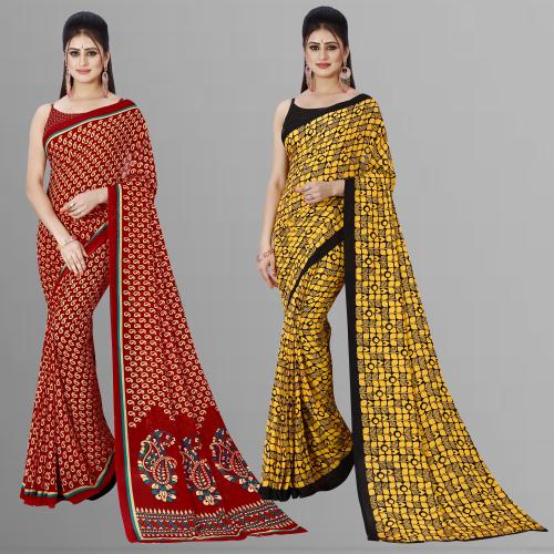 Anand Women Multicolor5 Self Design Pattern Georgette Pack of 2 Saree With Blouse