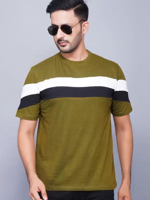 WRODSS Men Solid Round Neck Green TShirt(M) JioMart