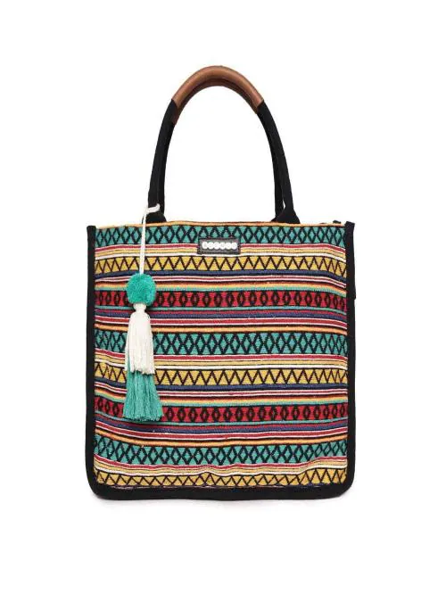 ASTRID Box Tote Bag: Dual Compartment Handbag for Stylish Women in Teal Colour