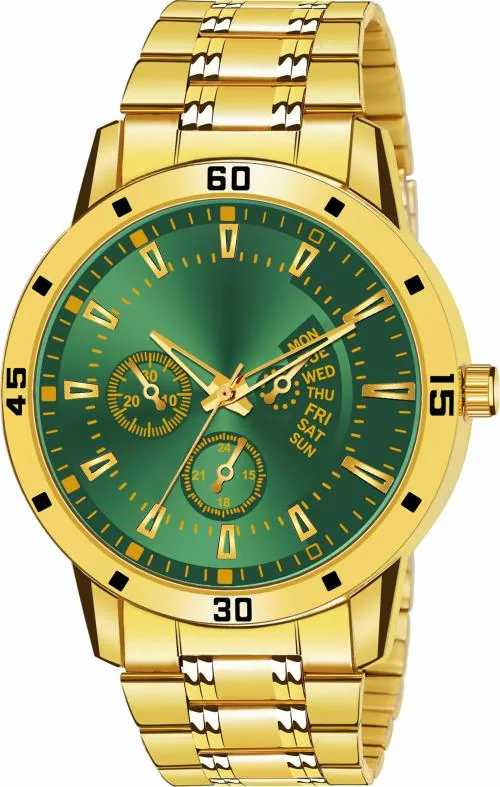 Buy TRUE COLORS Analog Green Dial Gold Strap Watch For Men Online at