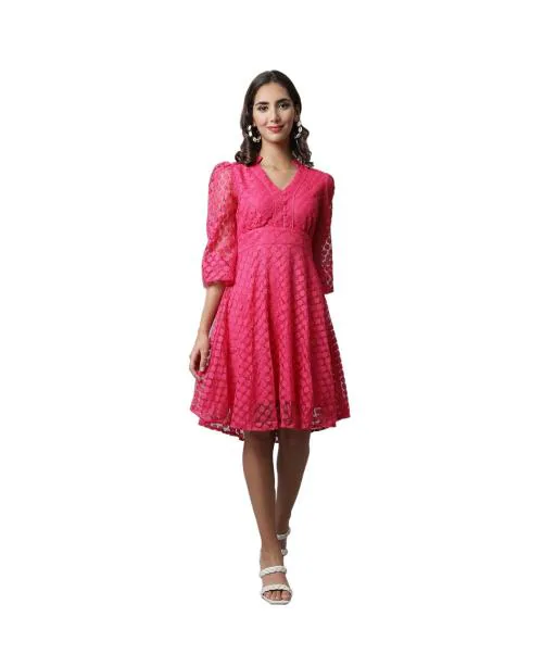 Buy Marc Louis Pink Net Empire Dress ML 2743 PINK DRESSXL Online at