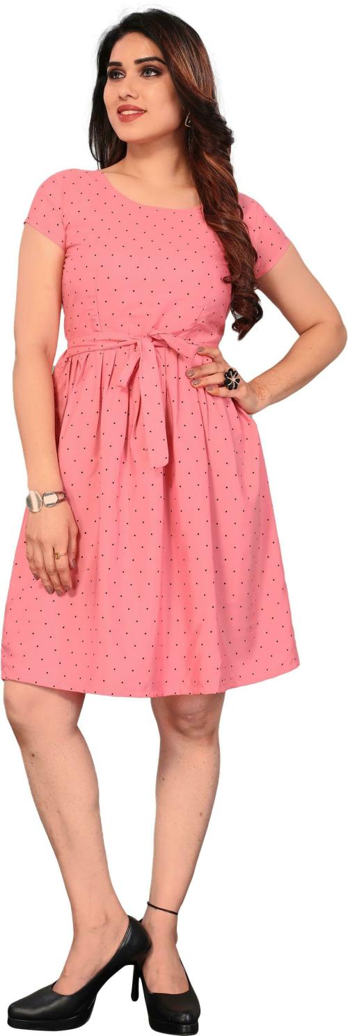 CIELUS Women Fit and Flare Pink Dress (S)