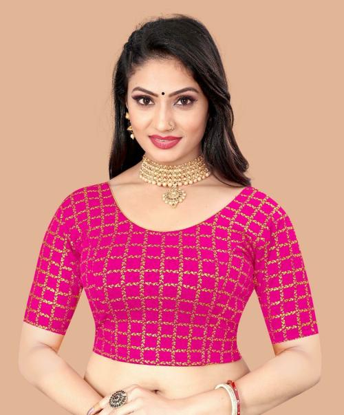 Suwali Women Pink Checkered Hosiery Blouse