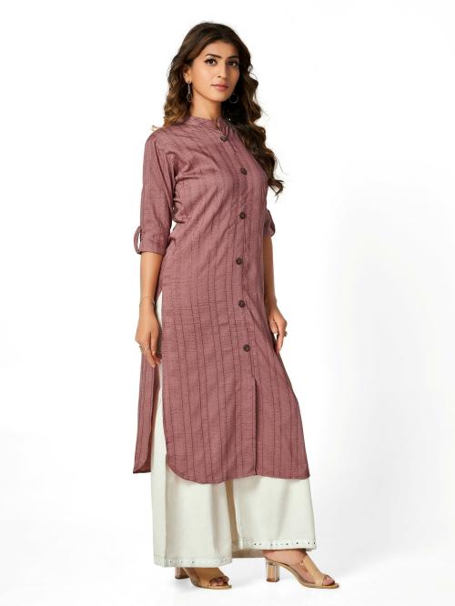 Entle Women's Purple Solid Silk Blend Kurta