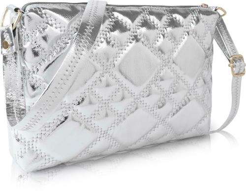 PEARLUXIS Women Silver Genuine Fabric Sling Bag (PRL-015)