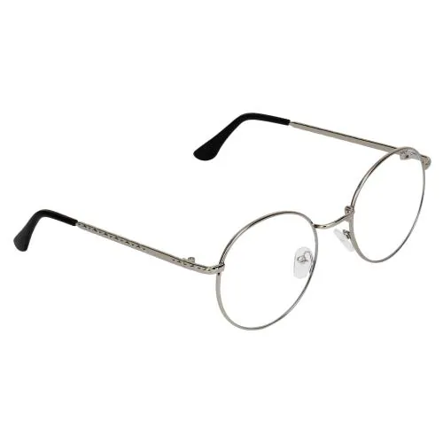 SIDEWOK Men's Metal Oval Spectacles Frames (Silver; Free Size)