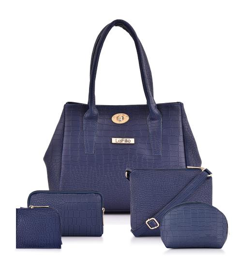 Buy LaFille Women's Handbag Ladies Purse Combo Set of 5 Pcs DGN272CB5Blue Online at Best