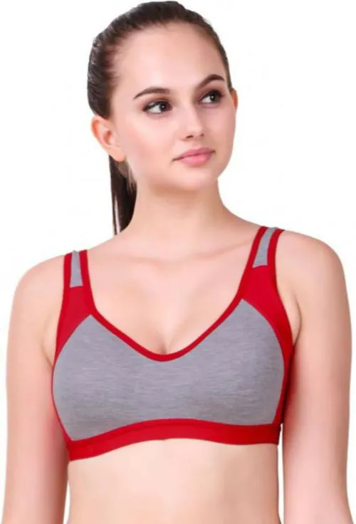 Buy Apraa Women Red Cotton Blend Sports Non Padded Bra Online at Best