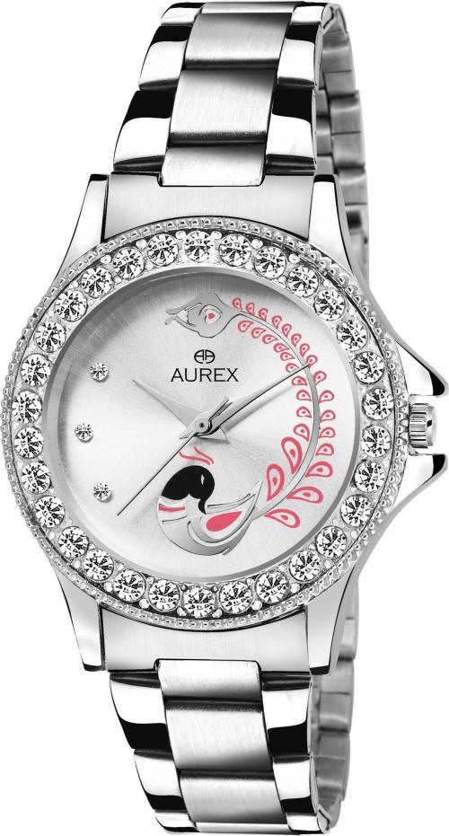 Aurex Analog White Dial Silver Strap Watch For Women - (Ax-Lr502-Whc)