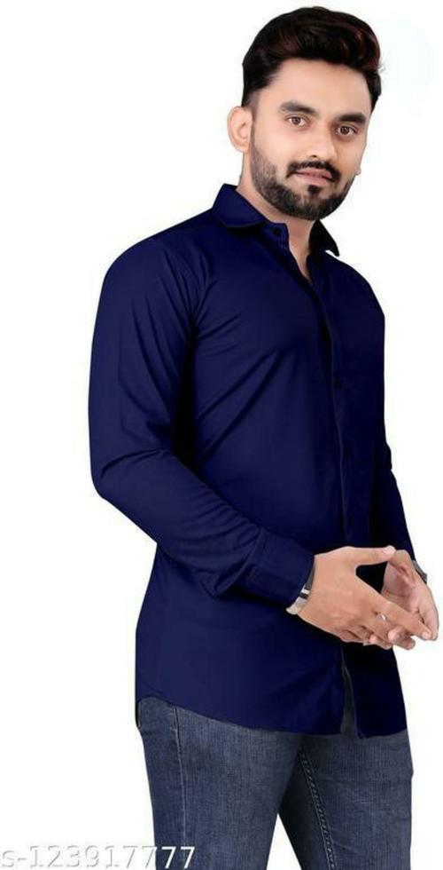 LG Men Solid Formal Blue Shirt