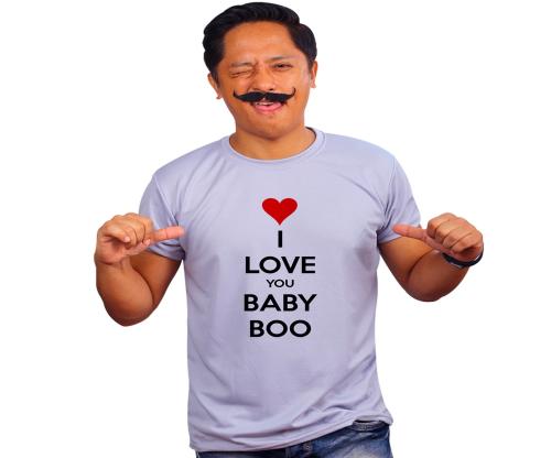 Mooch Wale I Love You Baby Boo Grey Quick-Dri T-shirt For Men - Grey, S