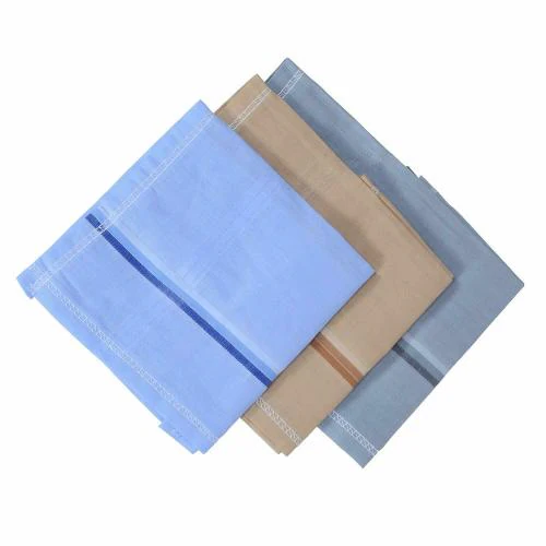DIKHAWA Pack of 3 Men's 100% Cotton Handkerchiefs/Hankies/Rumal, Light Colour, Large Size