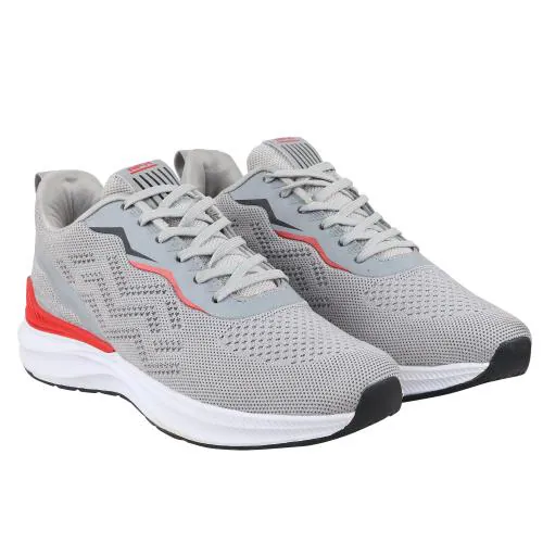 AIRFAX Men's Sports Running Walking Gym Outdoor Shoes (ASHER_GREY&RED_7)