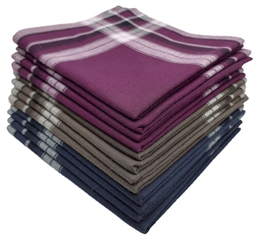 Concerto Men's Fine Cotton ( Dark 1015 ) Handkerchief ( Pack of 12 ) ( Size 46 cms * 46 cms ) - Designs may differ - Gifts for Husbands, Valentine, Fathers and Sons on Birthdays, Anniversary Diwali and Christmas.