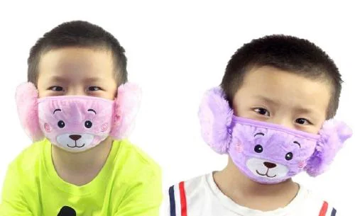 Prionsa 2 Pcs Boys Kids Warm Winter Earmuff Face Mask - ( Pink , Violet )