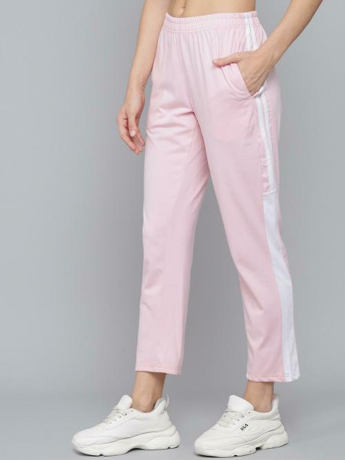 Buy Q-Rious Women Pink Striped Single Track Pants Online at Best Prices ...