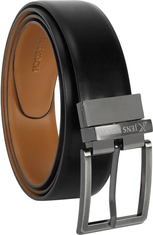 Jens Koch Men Black, Tan Genuine Leather Reversible Belt - 42