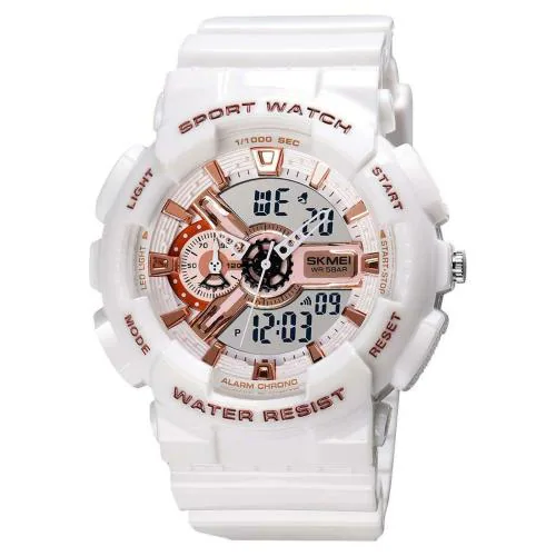 SKMEI Men's Digital Sports Watch, LED Square Large Face Analog Quartz Wrist Watch with Multi-Time Zone Waterproof Stopwatch - 1688