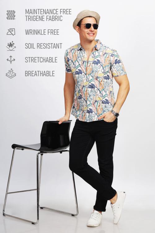 BULLMER Trendy Regular Fit Printed Causal Shirt For Men