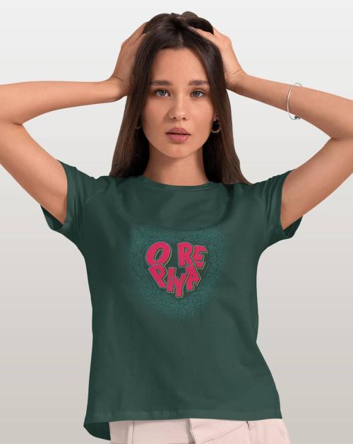Macmerise SM O Re Piya Bottle Green T-shirt for Womens