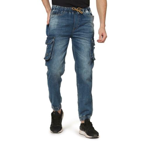 Kagad Jeans Men's Cotton Spandex Regular and Plus Size Regular Fit Ice Blue Denim Jeans Jogger (Size:-28, KGDJGR_401003)