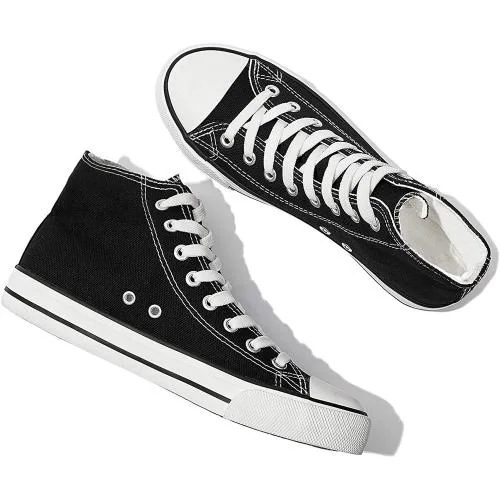 FTZ  High Top Walking, GymWear, DailyUse Casual Canvas Shoes For Men Black 7