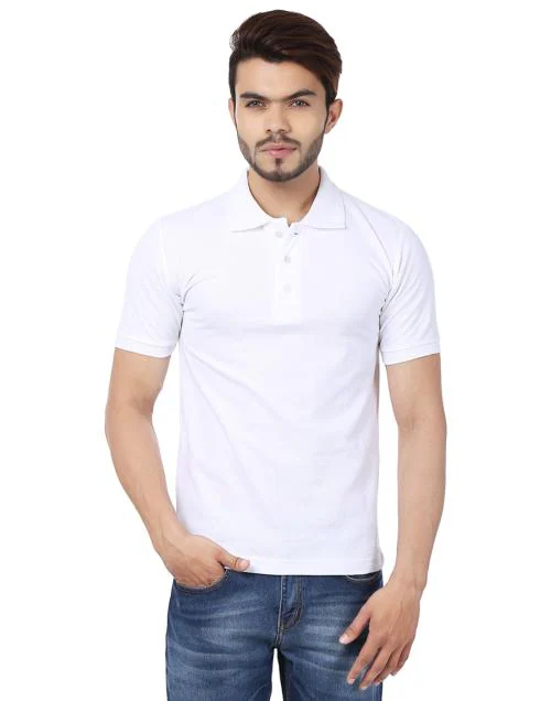 Weardo Men's Plain White Polo Neck T-Shirt In XL Size - JioMart