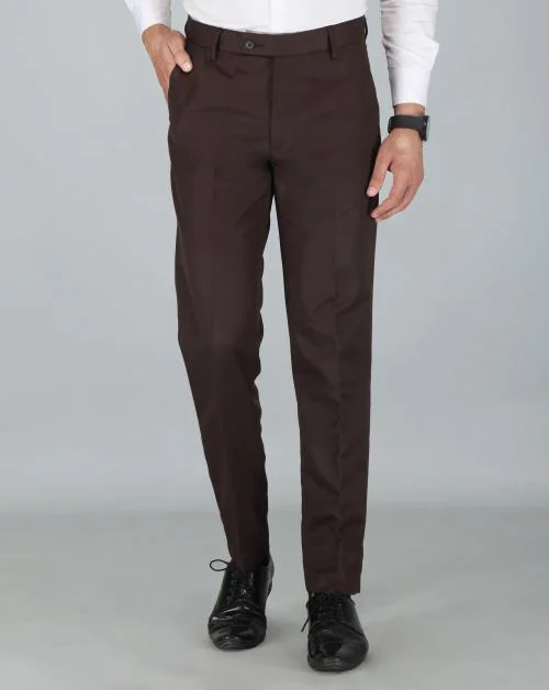 JEENAY Synthetic Formal Pants for Men | Mens Fashion Wrinkle-free Stylish Slim Fit Men's Wear Trouser Pant for Office or Party - 40 US, Brown