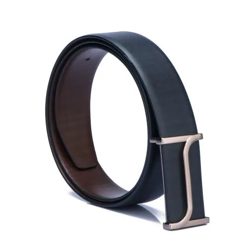 GIL Pure Leather Stylish Buckle Dual Tone Color Design, Italian Leather Belt For Men Black - 40
