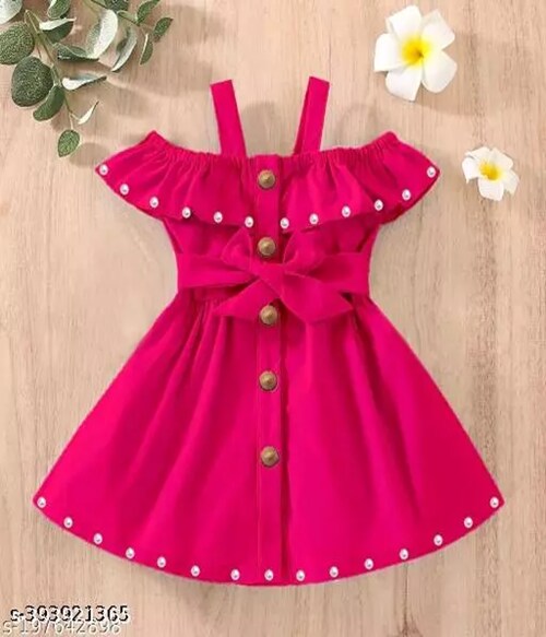 WANI SONS Stylish Pure Rayon Cotton Fabric Baby Frock & Dresses-Size-2-3Y-Pink