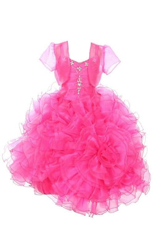 Wish Littlle Girls Pink Polyester Solid Knee Length Short Frock Dress - 4 Y