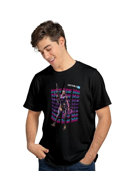 Lups Men And Women Black Valorant Reyna Digital Printed Cotton T-Shirt (L)