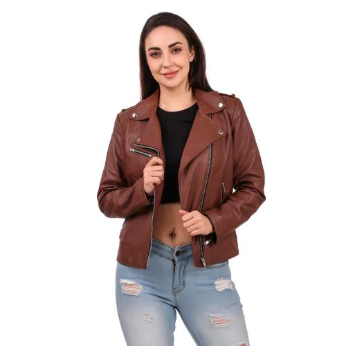 Leather Retail Brown Colour Faux Leather Jacket for Roadies