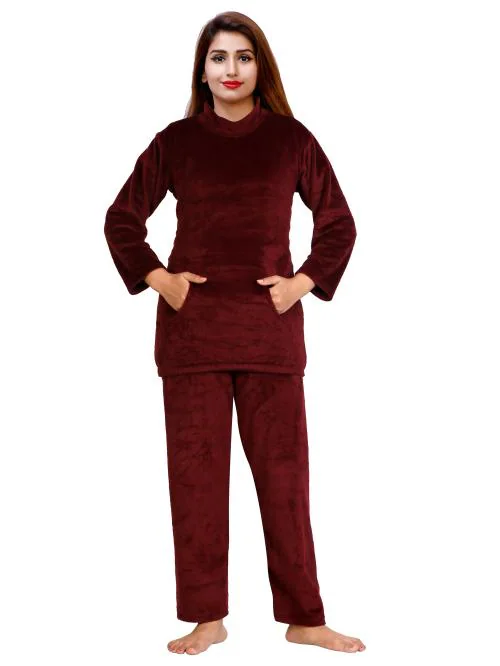 Buy NACNO Women'sGirl's Woolen/Winter Super Soft Top & Pajama Set