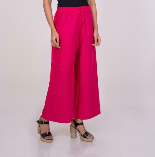 Jaipurivastra Women Pink Solid Pure Cotton Trouser (XS)